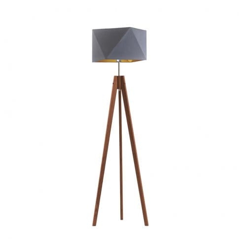 Drewniana lampa stojąca LAGOS GOLD