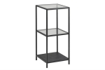 Metalowy regał stojący loft, czarny, półki szklane - SECRET