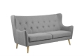 Sofa KAMILA 3 osobowa - jasnoszary, drewniane nogi