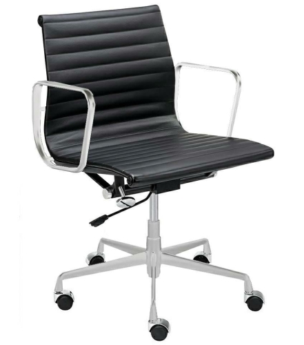 Fotel biurowy BERDO PRESTIGE PLUS chrom - skóra naturalna, aluminium