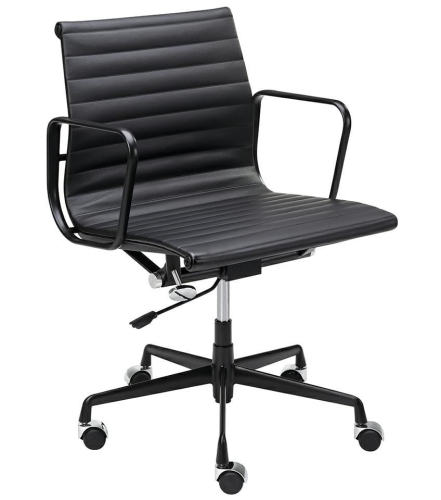 Fotel biurowy BERDO PRESTIGE PLUS czarny - skóra naturalna, aluminium