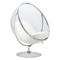 Fotel BALL STAND 2 poduszka biała - akryl, chrom, ekoskóra