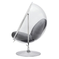 Fotel BALL STAND 2 poduszka szara - akryl, chrom, wełna