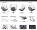 Fotel BALL STAND 2 poduszka żółta - akryl, chrom, wełna
