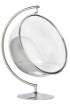 Fotel BALL STAND poduszka biała - podstawa chrom, korpus akryl, poduszka ekoskóra