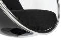 Fotel BALL STAND poduszka czarna - podstawa chrom, korpus akryl, poduszka wełna