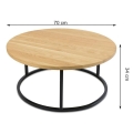 Komplet okrągłych stolików 90 i 70cm, blat dębowy, metalowa czarna