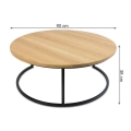 Komplet okrągłych stolików 90 i 70cm, blat dębowy, metalowa czarna