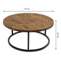 Komplet okrągłych stolików 90 i 70cm, drewno + metalowa czarna podstawa