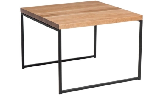 Dębowy duży stolik kawowy 100x100cm czarny stelaż 15x15cm Loft