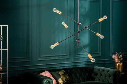 Czarno złota lampa wisząca 95cm Loft 6 źródeł światła