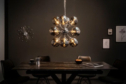 Galaktyczna srebrna lampa wisząca 72cm, 12 źródeł światła