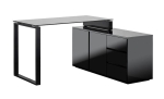 Czarne lakierowane biurko na metalowych nogach w zestawie z szafką 120