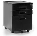 Metalowy mobilny czarny kontener do biurka z trzema szufladami
