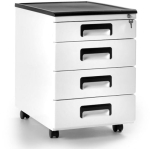 Metalowy mobilny biały kontenerek pod biurko z czterema szufladami  