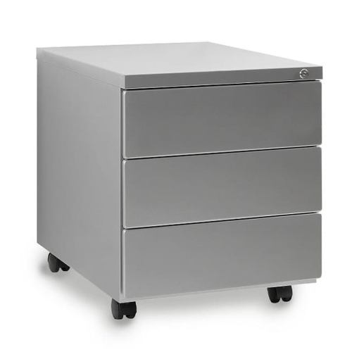 Srebrny metalowy mobilny kontener do biurka Lena