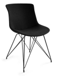 Czarne krzesło BASIC , tworzywo PP pokryte materiałem, metalowe lakierowane nogi