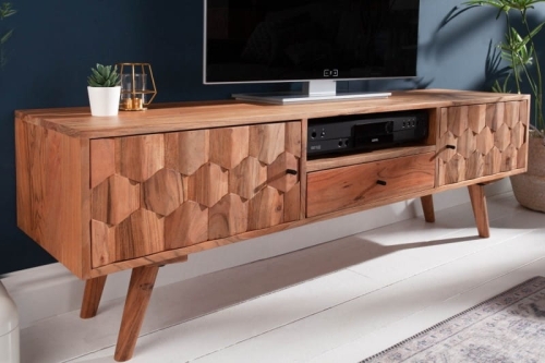 Szafka RTV EGZOTIC 140cm akacjowe drewno naturalne