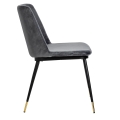 Krzesło DIVA szary welur czarny złoty metal