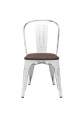 Krzesło z oparciem Paris biały metal sosna
