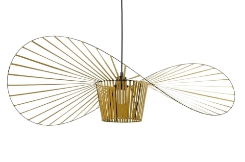 Złota wisząca lampa KAPELUSZ 140 cm