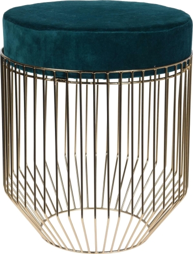 Pufa IWETTE Velvet niebieska złota metal
