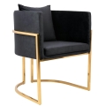 Fotel Glam CLESY VELVET czarny złota podstawa chrom