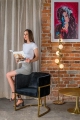 Fotel Glam CLESY VELVET czarny złota podstawa chrom