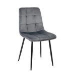 Krzesło tapicerowane CLEO ciemnoszary welur, metalowe nogi 