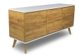 Komoda JOHAN 160 cm laminat w kolorze złotego dębu, dębowe nogi