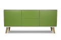 Komoda JOHAN 160 cm zielony laminat, dębowe nogi