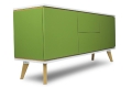 Komoda JOHAN 160 cm zielony laminat, dębowe nogi