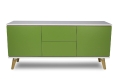Komoda JOHAN 160 cm zielony laminat, dębowe nogi