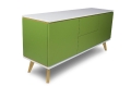 Komoda JOHAN 160 cm zielony laminat, dębowe nogi