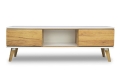 Szafka RTV JOHAN 160 cm laminat w kolorze złotego dębu, dębowe nogi