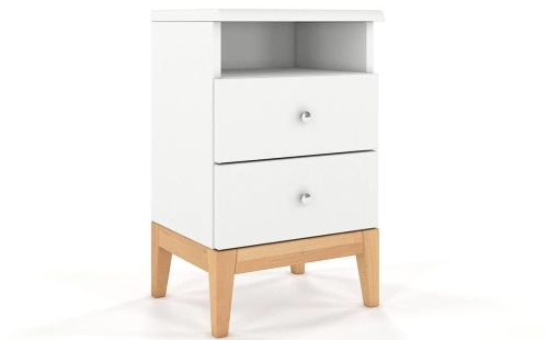 Drewniana szafka nocna VERO LONY w kolorze białym