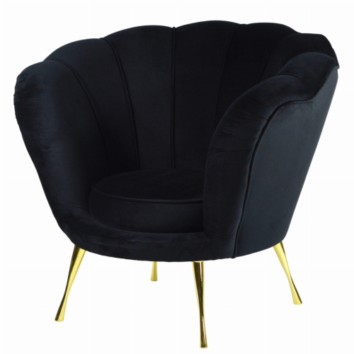 Fotel MOWI VELVET czarny, złote nogi