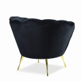 Fotel MOWI VELVET czarny, złote nogi