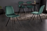 Krzesło  aksamitna tkanina w kolorze zielonym, czarne metalowe nogi ARTI