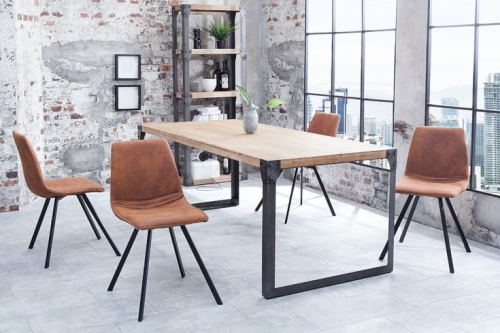 Krzesło ARTI tkanina w kolorze brązowym, czarne metalowe nogi