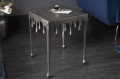 Srebrny stolik LANDE kwadratowy blat 44 cm aluminium