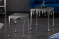Srebrny stolik LANDE kwadratowy blat 44 cm aluminium