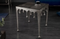 Srebrny stolik LANDE kwadratowy blat 50 cm aluminium