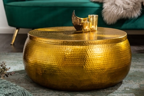 Okrągły złoty stolik Orientana 70 cm aluminium