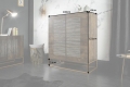 Komoda z półkami OLO 100 cm drewno mango, złota metalowa podstawa