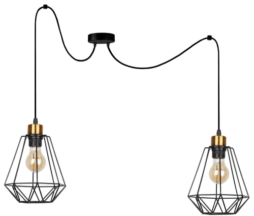 Lampa wisząca PREST 2 PAJĄK czarno złota, metal