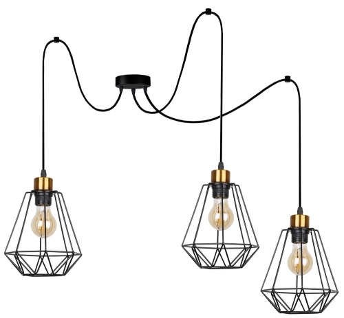 Lampa wisząca PREST 3 PAJĄK czarno złota, metal