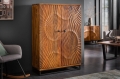 Brązowa komoda/barek SEKWANA LOFT 95/141 cm drewno mango, złoty metal
