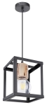 Metalowa czarna lampa wisząca R-1 LOFT  elementy drewna