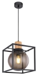 Metalowa czarna lampa wisząca R-1 LOFT  II elementy drewna